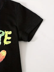Colorful FUTURE Print 2pcs T shirt & Shorts Set Kids Clothes For Summer