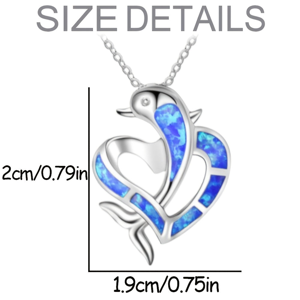 Dolphin Decor Heart Pendant Necklace - Party Gift For Girls
