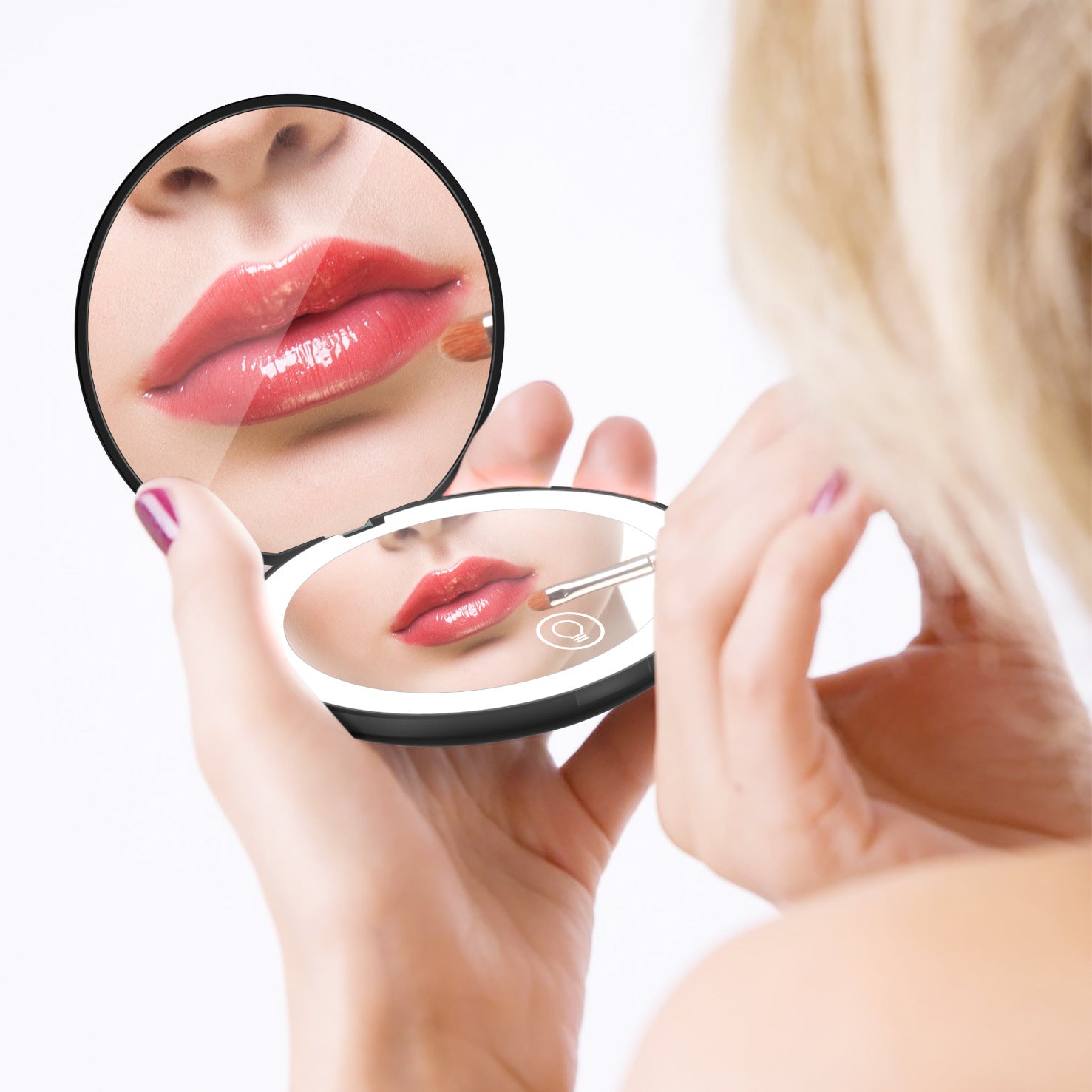 LED Compact Travel Mirror with Lights Handheld Portable Small Makeup Mirror