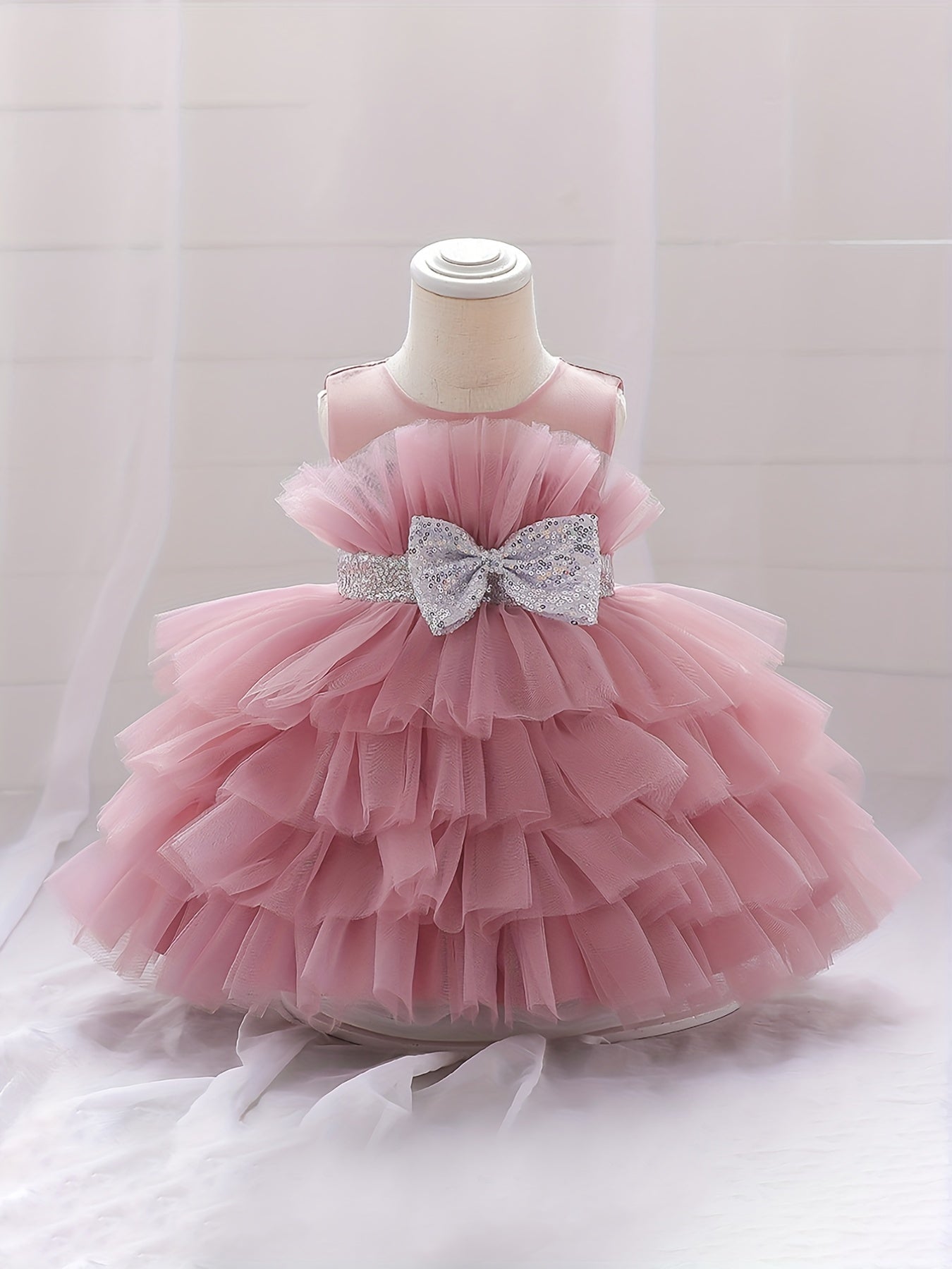 Toddler Girls Birthday Princess Dress Mesh Sleeveless Tutu Dress