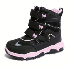 Girls Snow Boots with Bowknot Decor - Outdoor Non-slip Winter Boots