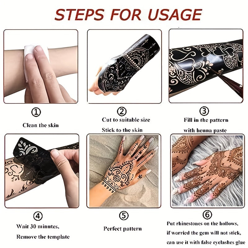 Temporary Tattoo Stencils Long Lasting Waterproof Hand Stencils Self Adhesive