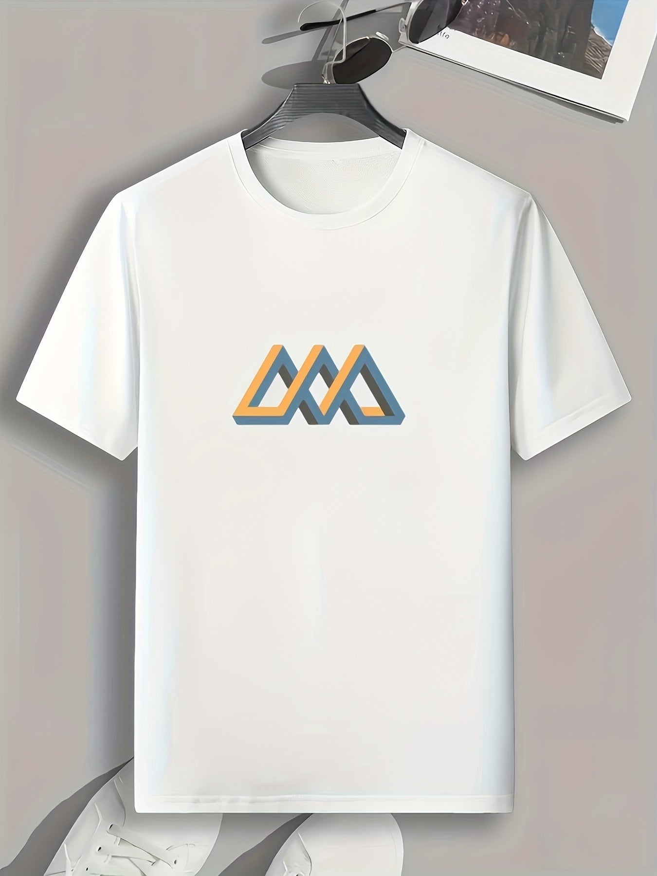 Triangle Print Men's Graphic T shirt Casual Comfy Tee for Summer