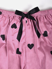 Heart Print Pajama Set Cami Top & Pants