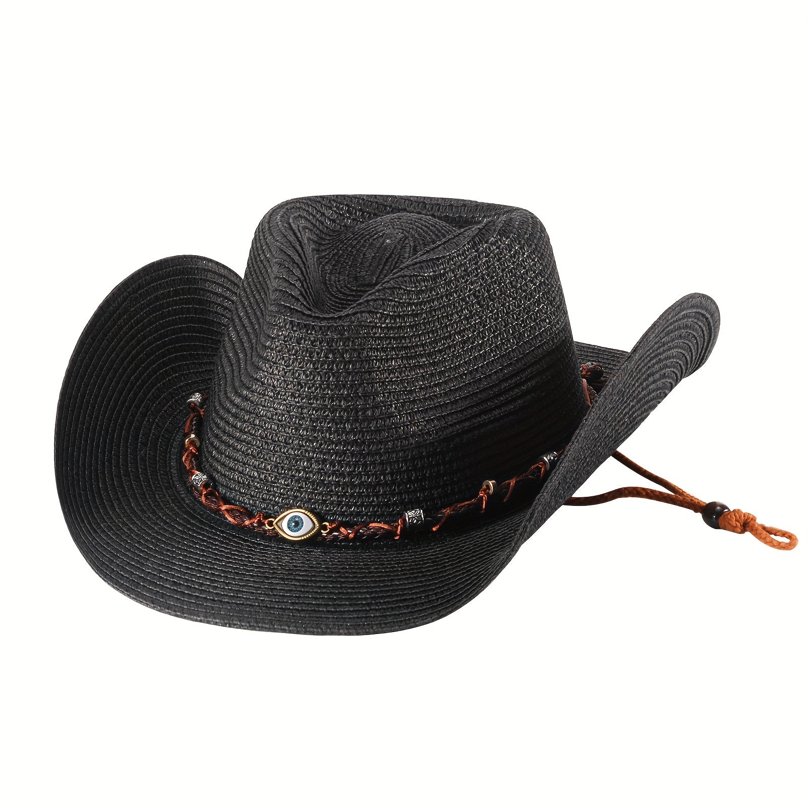 Men's Vintage Wide Brim Cowboy Straw Sun Hat
