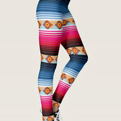 Rainbow Stripe Yoga Leggings High Waist Workout Tights Women's Activewear
