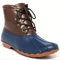 Thermal Waterproof PVC Duck Boots Lace Up Flat Wear Resistance Non Slip