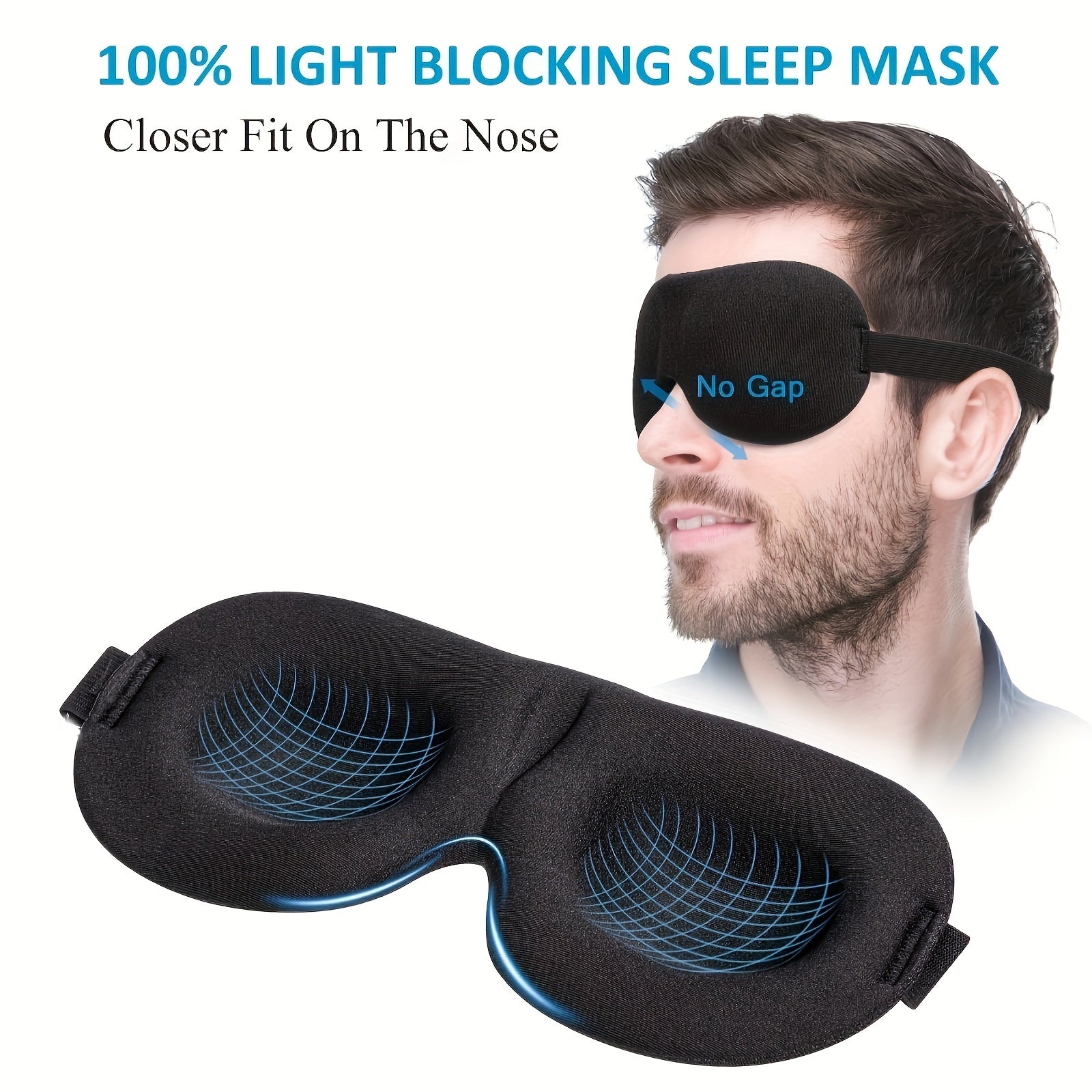 100% Blackout 3D Eye Mask for Sleeping Night Blindfold