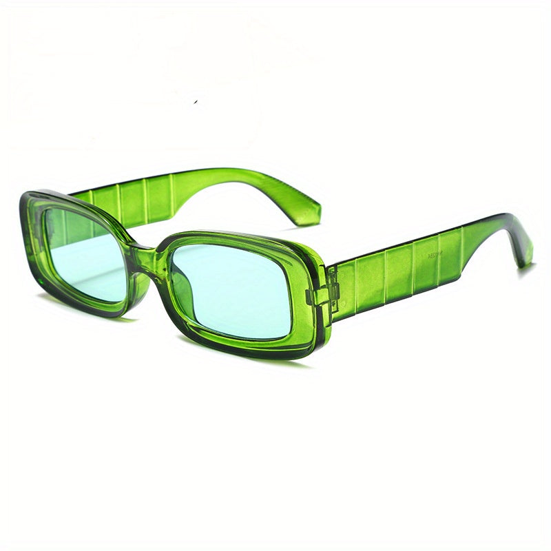 Rectangle Frame Sunglasses Wrap Around Wide Temple Eyewear UV400