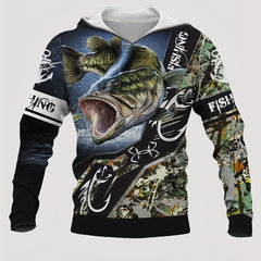 Men's 3D Print Fish Hoodie Graphic Hooded Pullover