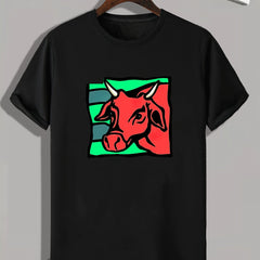 Red Ox Pattern Print Men's Sports T-shirt for Fitness Activities
