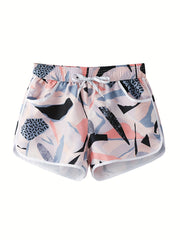 Leaf Graphic Sports Drawstring Shorts Quick Drying Beach Seaside Shorts