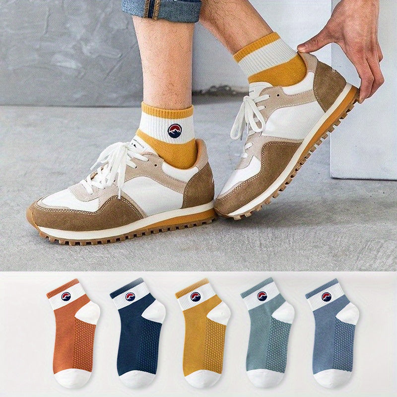 5 Pairs Men's Crew Socks Breathable Comfy Casual Unisex Outdoor