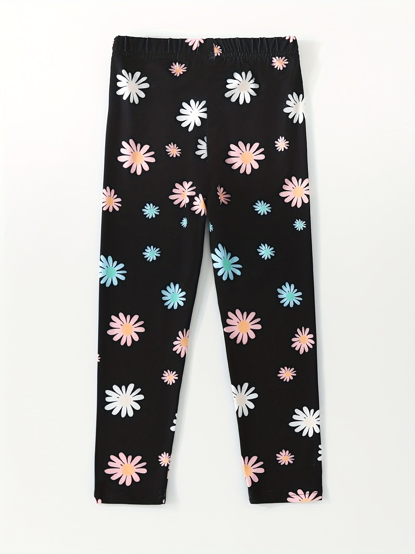 Girls Tiny Daisy Print Stretchy Leggings Ankle Length