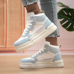 Women's Chunky Sneakers Faux Leather Heighten Casual Shoes