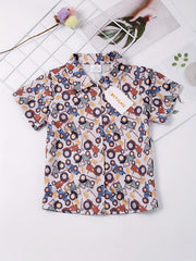 Boys Tractor Short Sleeves Button Down Shirt Tops Casual