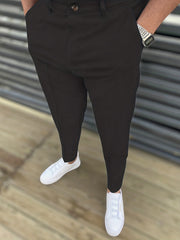 Men's Solid Stretch Dress Pants for Business Dinner