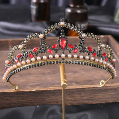 Vintage Gothic Antique Crown Tiara Headband With Rhinestone Crystals