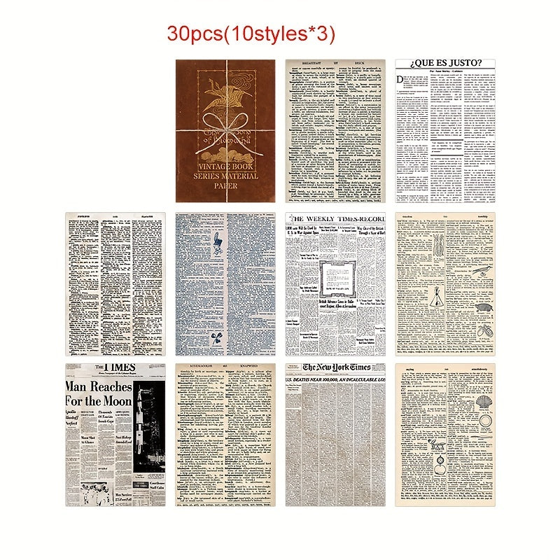 30 Sheets Retro English Journal Diary DIY Material Paper