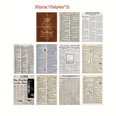30 Sheets Retro English Journal Diary DIY Material Paper