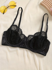 Sultry Lace Lingerie Set Unlined Bra & Bikini Panties