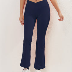 Sports Yoga Flare Leg Pants Solid High Stretch Leggings