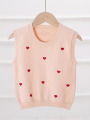 Kids Crew Neck Embroidered Sweater Vest - Various Colors