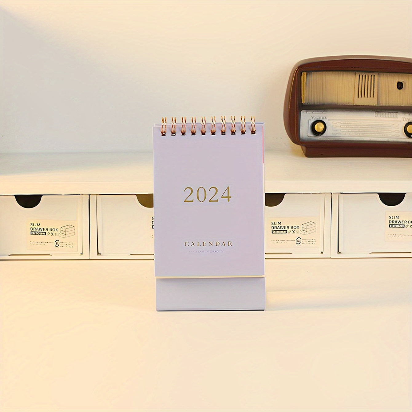 Pastel Purple Bronzing Desk Calendar Planner for School Office