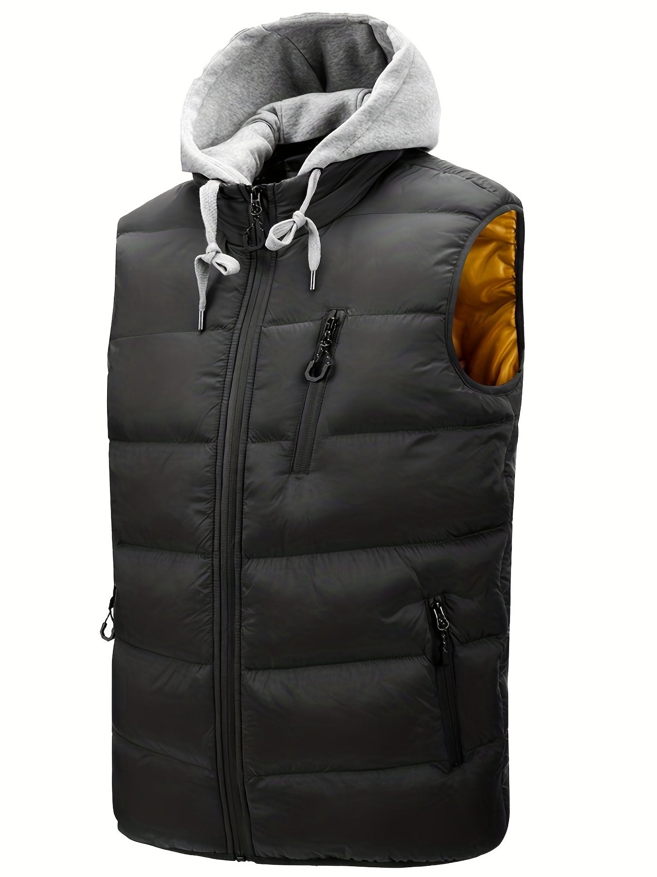 Men's Hooded Winter Vest Zip Up Casual Zipper Pockets