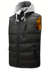 Men's Hooded Winter Vest Zip Up Casual Zipper Pockets