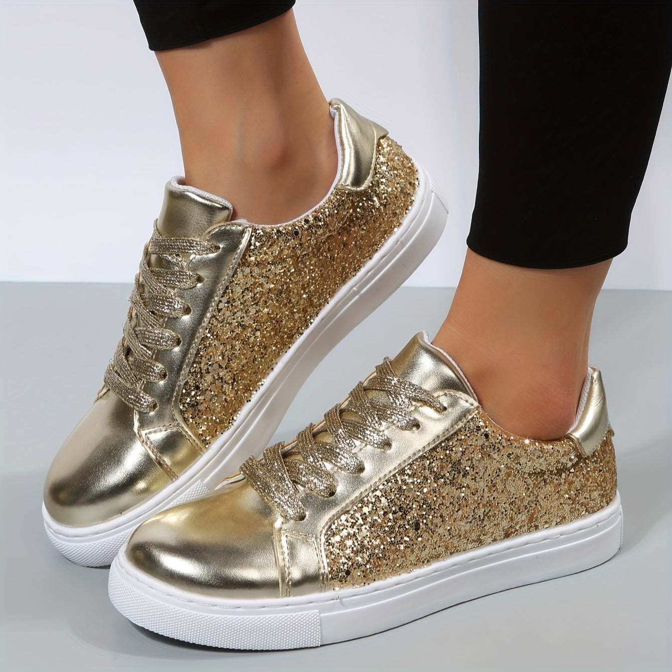 Sequin Reflective Low Cut Skate Shoes Non Slip Sneakers