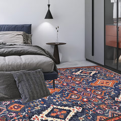 Boho Area Rug Soft Machine Washable Non-Slip Backing Stain Resistant Carpet