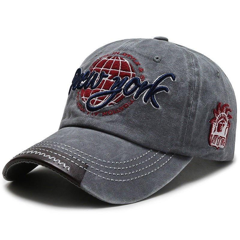 Men's Water Washed Baseball Cap Embroidered Duck Cap Outdoor Visor Hat