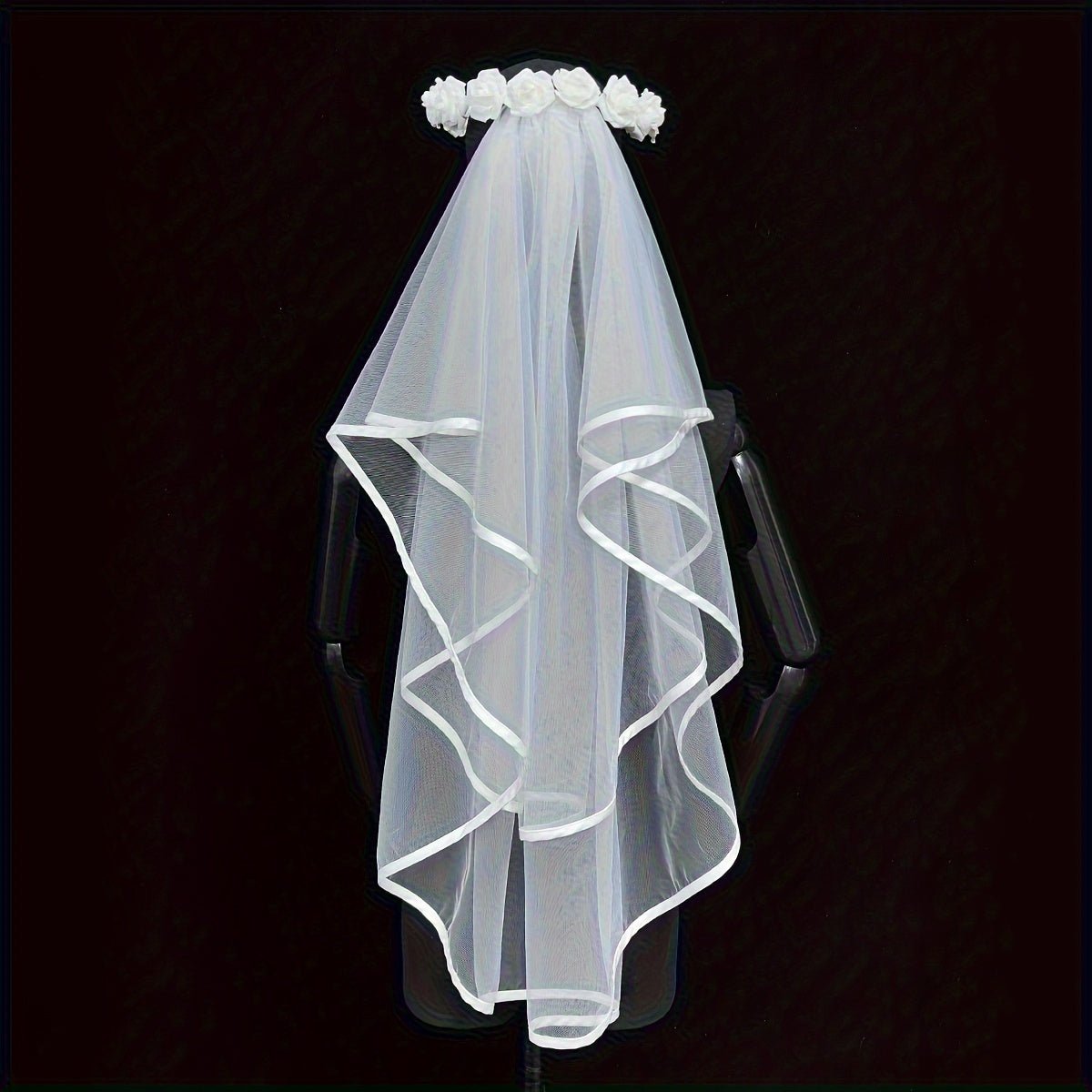 Rose Headdress Bridal Veil Hair Accessory for Banquets & Parties
