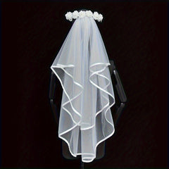 Rose Headdress Bridal Veil Hair Accessory for Banquets & Parties