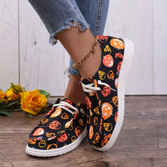 Scary Pumpkin Pattern Loafers Shoes - Halloween Style