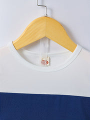 Boys 2pcs T shirt & Shorts Set Stripe Block Print Elastic Waist Crew Neck