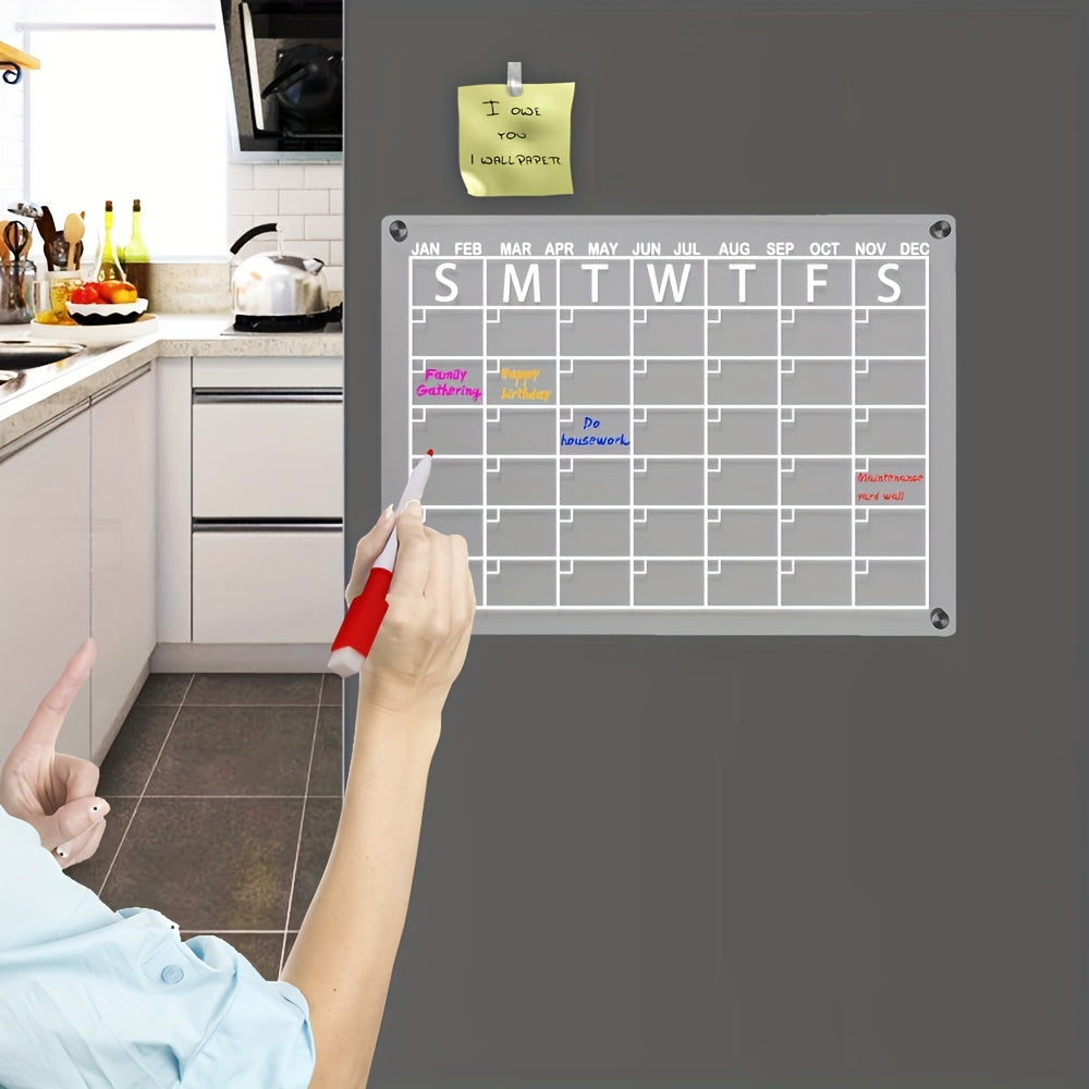 Acrylic Magnetic Dry Erase Board Calendar For Fridge - Clear Reusable Calendar