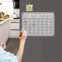 Acrylic Magnetic Dry Erase Board Calendar For Fridge - Clear Reusable Calendar