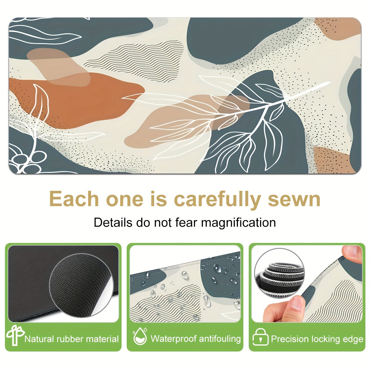 Leaf Abstract Lines Tropical Leaves Large Mouse Pad Non-slip Washable