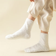 3 Pairs Warm Fuzzy Crew Socks For Winter Women's Stockings