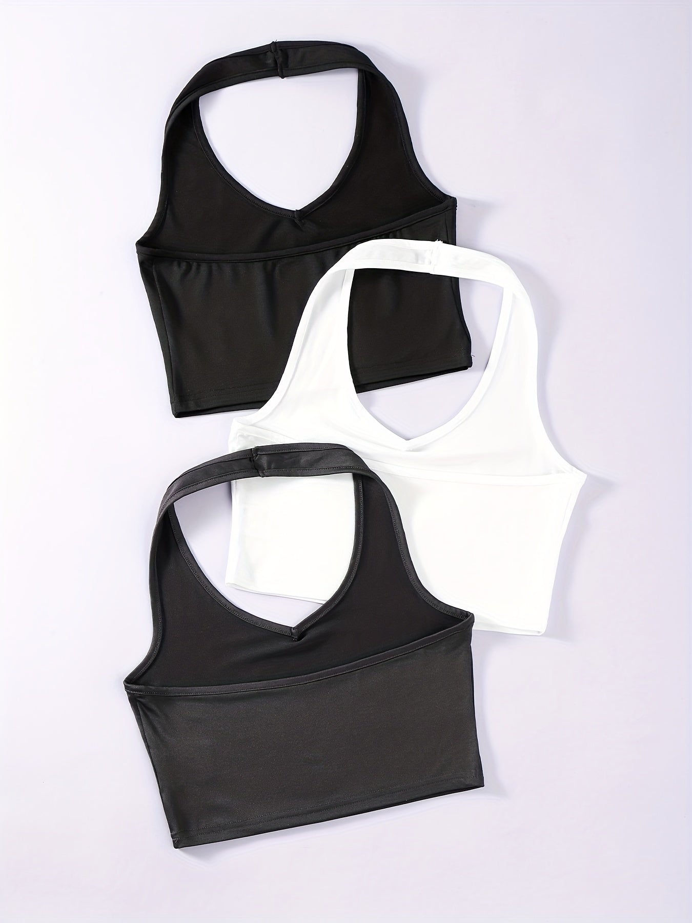 Solid Halter Top 3 Pack Sleeveless Versatile Women's Clothing