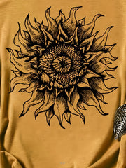 Sunflower Print Crew Neck Tank Top Sleeveless Summer Casual Women's Top