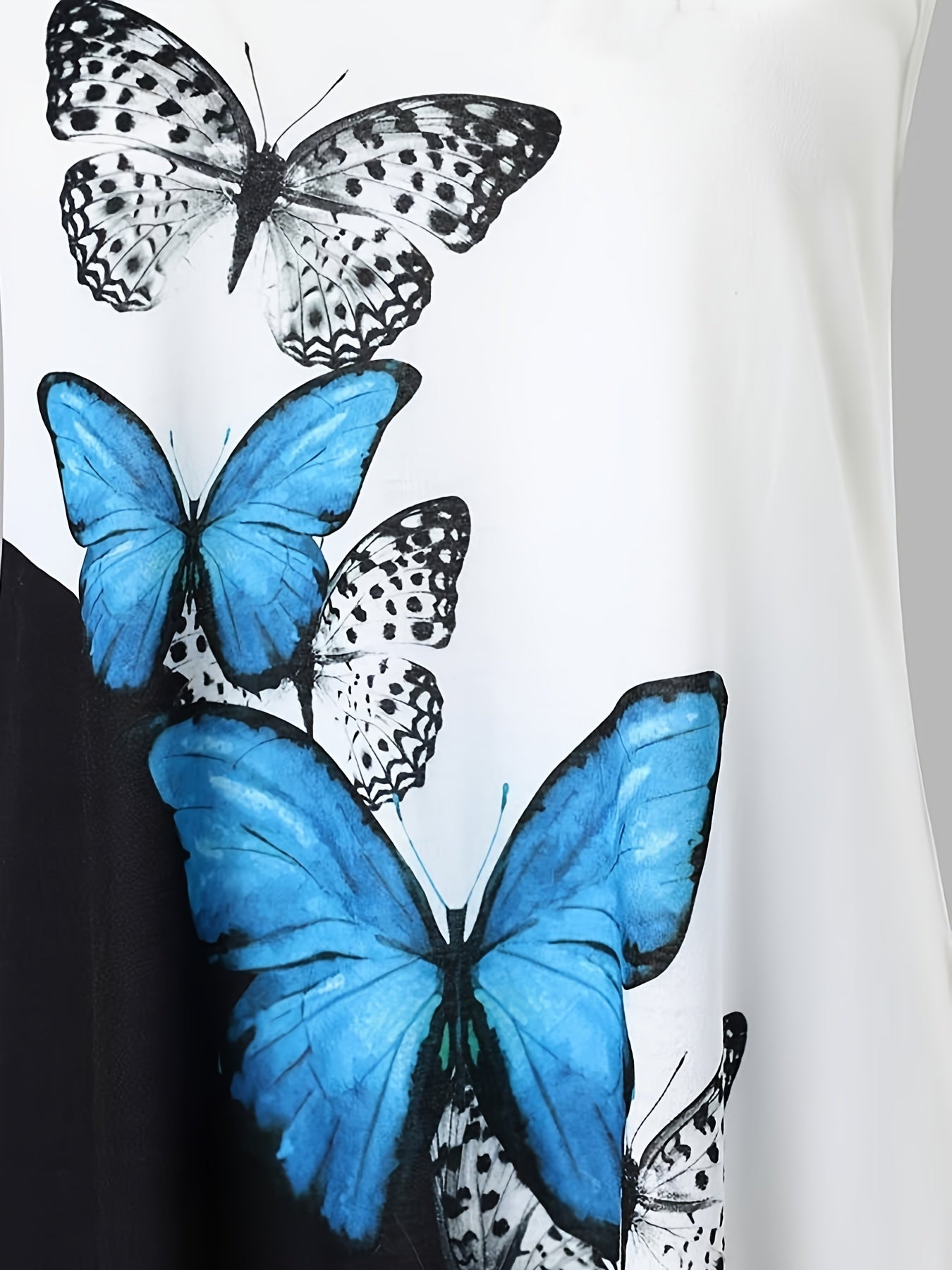 Colorblock Butterfly Print Tank Dress With Pockets