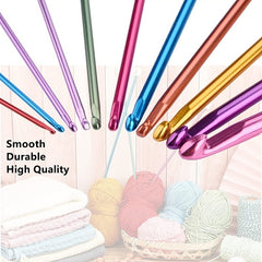 11pcs Aluminum Crochet Hooks Set Multicolor Tunisian Metal Crochet Kits