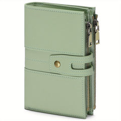 RFID Blocking Short Wallet Light Mint Green Snap Closure Zipper Coin Pocket