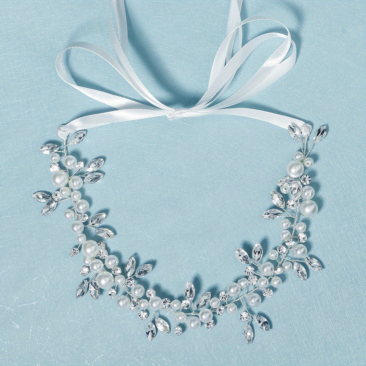 Rhinestone Bridal Headband Faux Pearl Wedding Hair Accessories