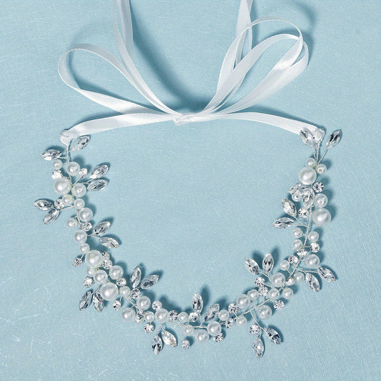 Rhinestone Bridal Headband Faux Pearl Wedding Hair Accessories