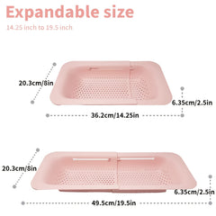 Over Sink Extendable Colander Strainer for Washing Vegetables Fruits Pasta