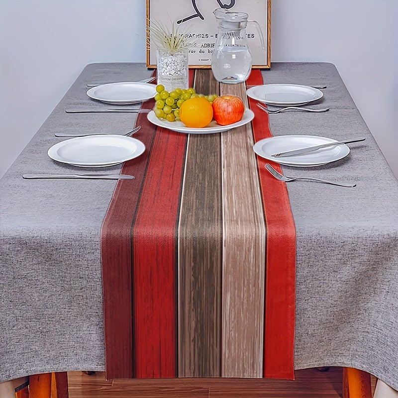 Burlap Linen Rustic Table Runner Vintage Wood Grain Dresser Scarf